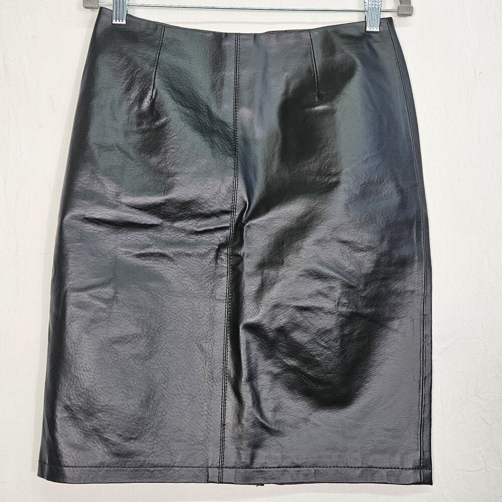 Vintage Chadwick's Of Boston Black 100% Leather Pencil Skirt Womens Size 4 98386